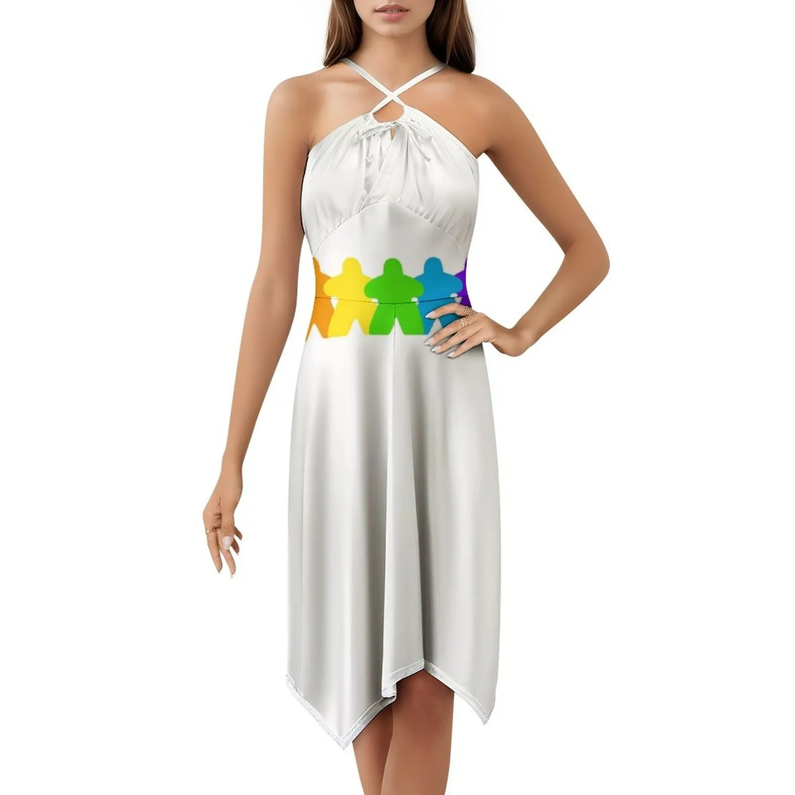 جميع الألوان من فستان Meples-Gaymer Pride بألوان قوس قزح مزين بالزهور للنساء فستان كاجوال للربيع والصيف للحفلات بألوان قوس قزح