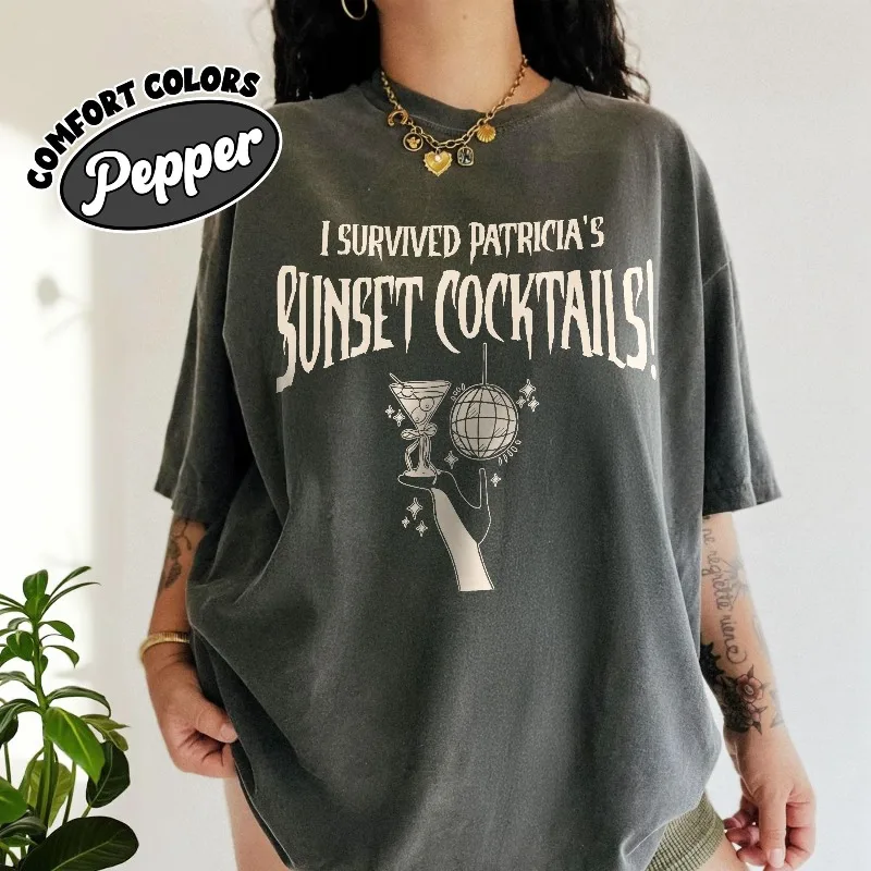 Autumn New Base Shirt Unisex T-shirt,I Survived Patricia's Sunset Cocktails Shirt, Widow's Bay Inspired Tee