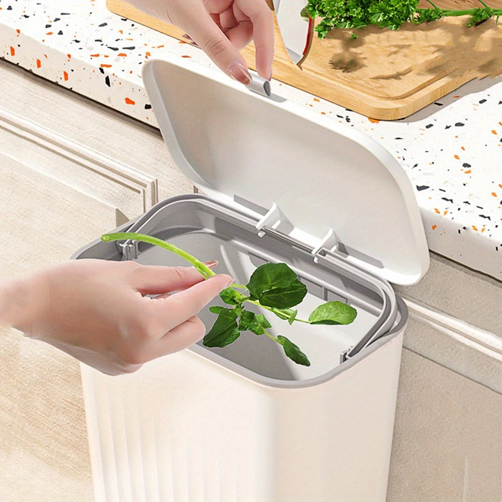 1/2PCS Wall Mounted Trash Can Household Waste Bin Hanging Bathroom Trash Can With Lid Food Garbage Bin Kitchen Accessories