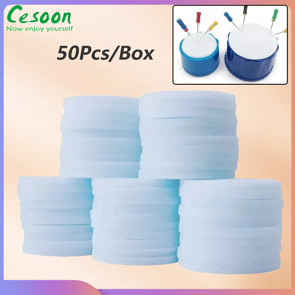 50Pcs/Box Disposable Clean Sponge Pad Soft Dental Endo Files Cleaning Foam Stand Replacement Foam Teeth Whitening Tool Dentistry