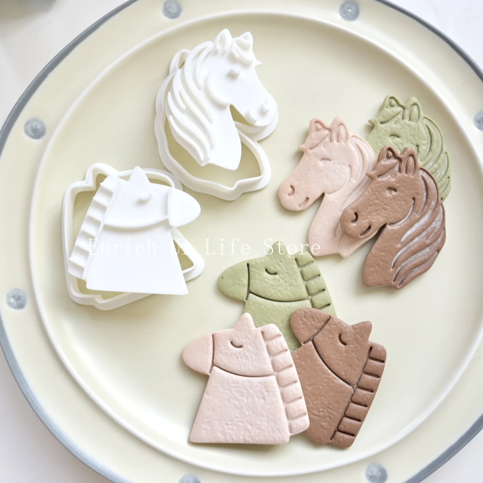 Cortadores de Galletas 3D con Forma de Caballo, Molde para Galletas con Forma de Cabeza de Caballo, Herramienta para Decorar Pasteles con Fondant, Utensilios para Hornear
