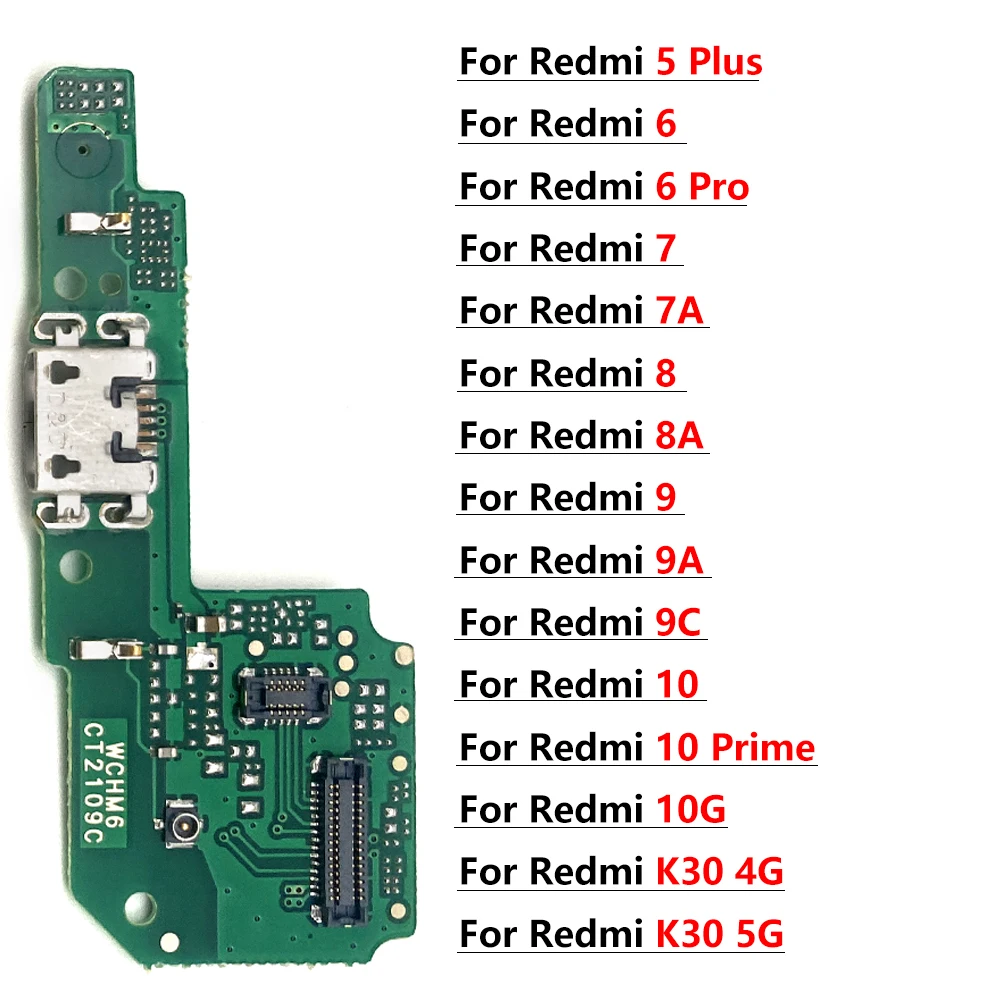 NEW USB Charger Dock Connector Charging Port Microphone Flex Cable For Xiaomi Redmi A1 10C 10 Prime 9A 9 8 8A 7 7A 6 6A 5 Plus