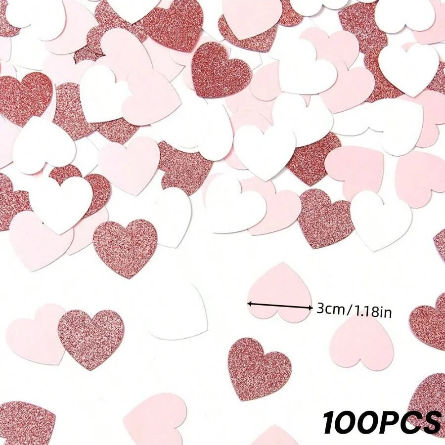 100 stuks Rose-Goud Roze Wit Hart Confetti - Valentijnsdag Tafeldecoraties, Verloving Bruiloft Moederdag geschenken Decoratie