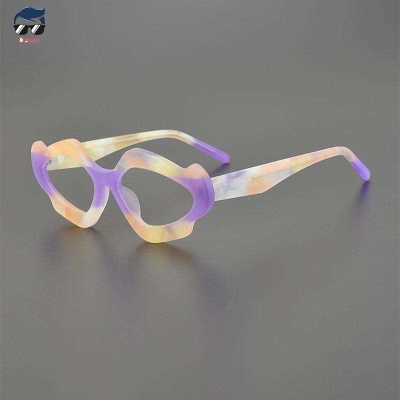 

2025 New Multi-Color Matte Mosaic Cat-Eye Glasses Frame for Women And Men Designed to Protect Against Blue Light And Myopia