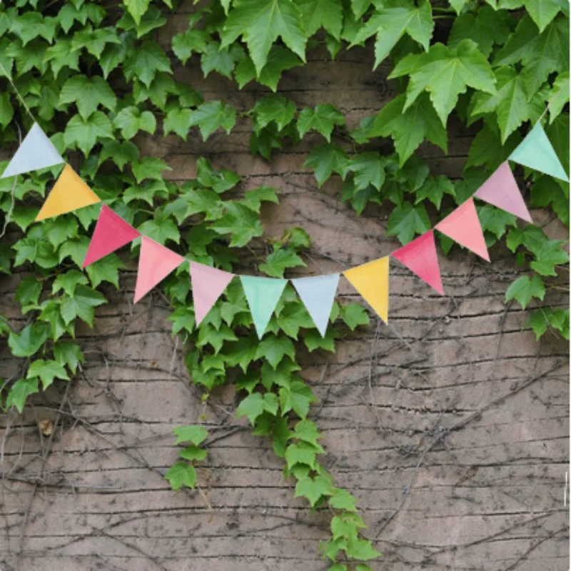 Blank DIY Triangle Bunting Banner Colorful Imitation Burlap Pennant Flags Garland for Christmas Wedding Birthday Party Home Deco