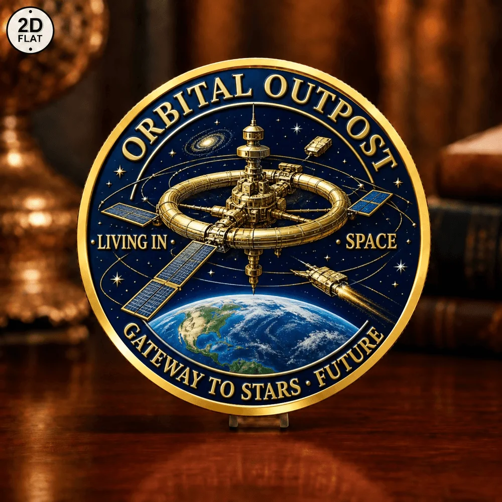 1pc Moon Landing Astronaut Commemorative Medal Lunar Pioneers Orbital Outpost Challenge Coin Astronomy Souvenir Holiday Gifts