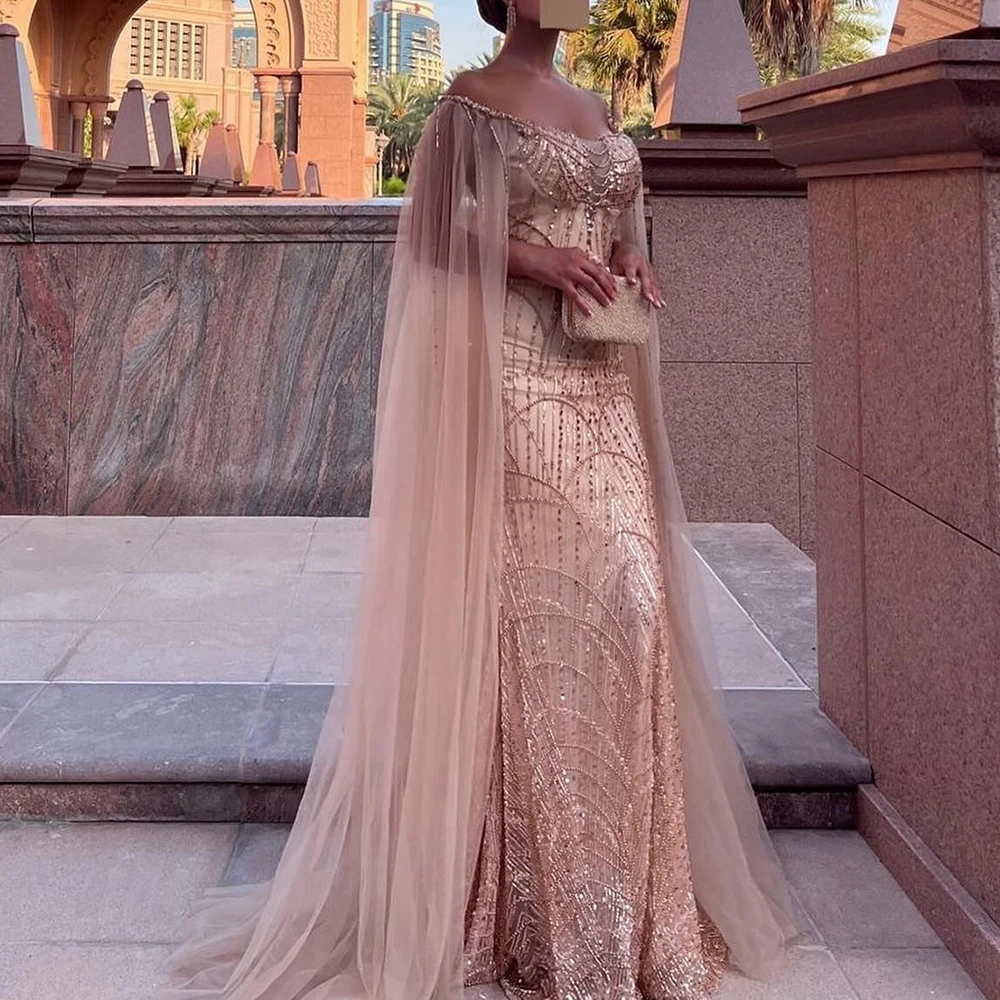 

Sequin Strapless Off the Shoulder shawl Open Back Straight Sleeveless Floor Length Sweep Train Elegant Party Gowns Woman