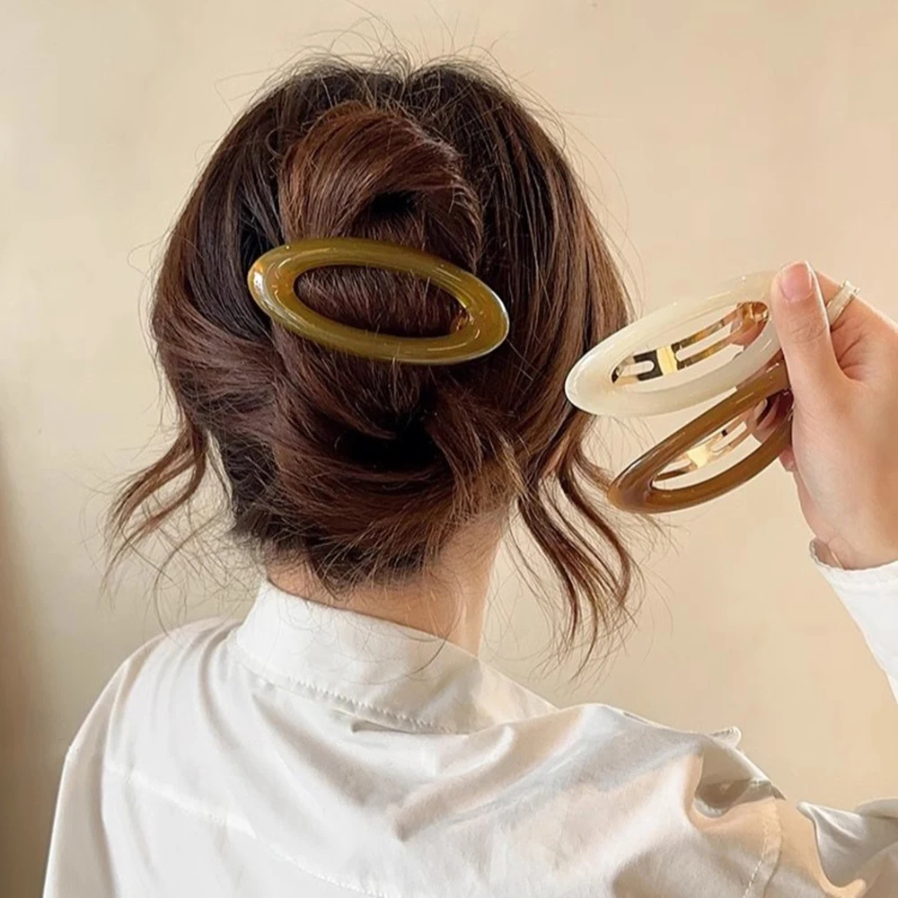 Half-Tied Hair Korean High-End Acrylic Hairpin Barrettes For Women With Hair On The Back Of The Head Spring Clip Hair Clips Pin