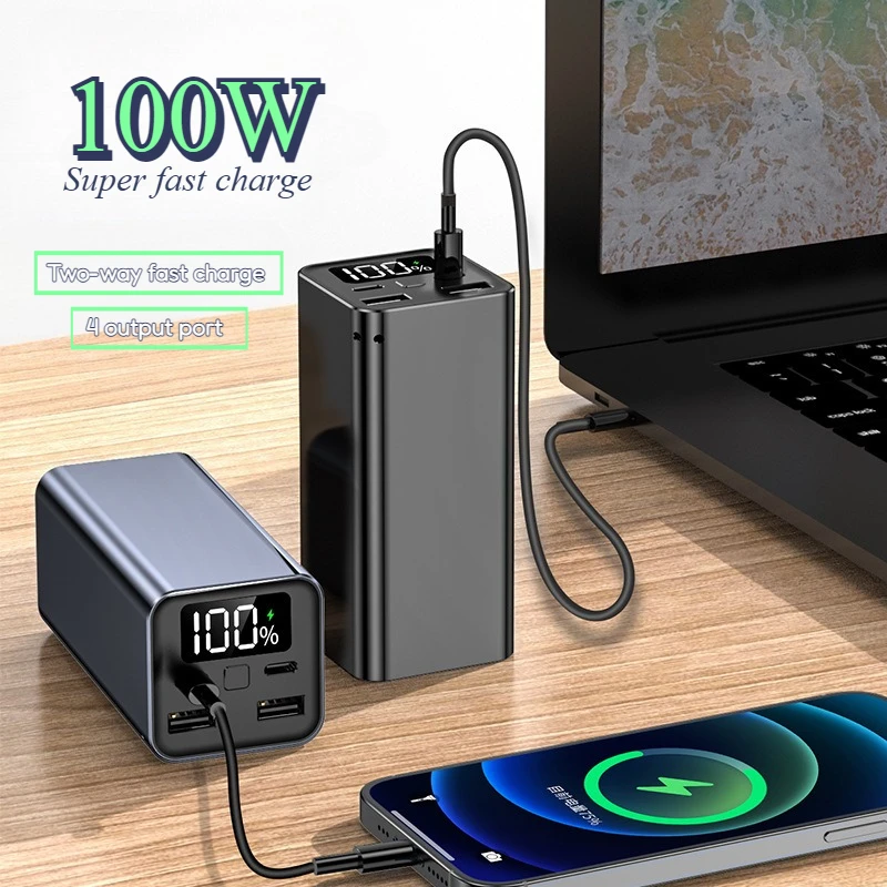 Portable External Battery 30000mAh Large Capacity Spare Battery 100W Super Fast Charge for Handheld Small Fan Bluetooth Xiaomi
