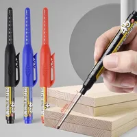 6pcs Multi-Purpose 45mm Deep Drill Hole Long Lengthen Nib Waterproof Marker Pen for Bathroom Woodworking Long Head Carpenter Pen