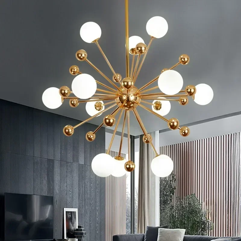 Modern Global Led Chandelier Kitchen Restaurant Living Room Pendant Lamp Organic Glass Acrylic Artificial Satellite Decor Lights