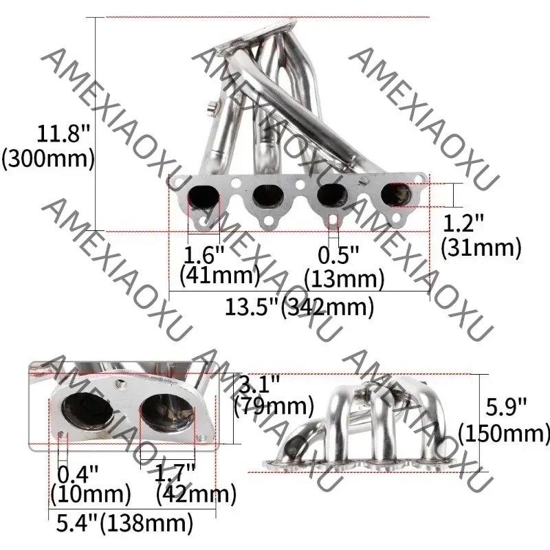 Stainless Exhaust Manifold Header for 88-00 Honda Civic D-series EJ/EG/EH/EK D15/ D16 SOHC l4