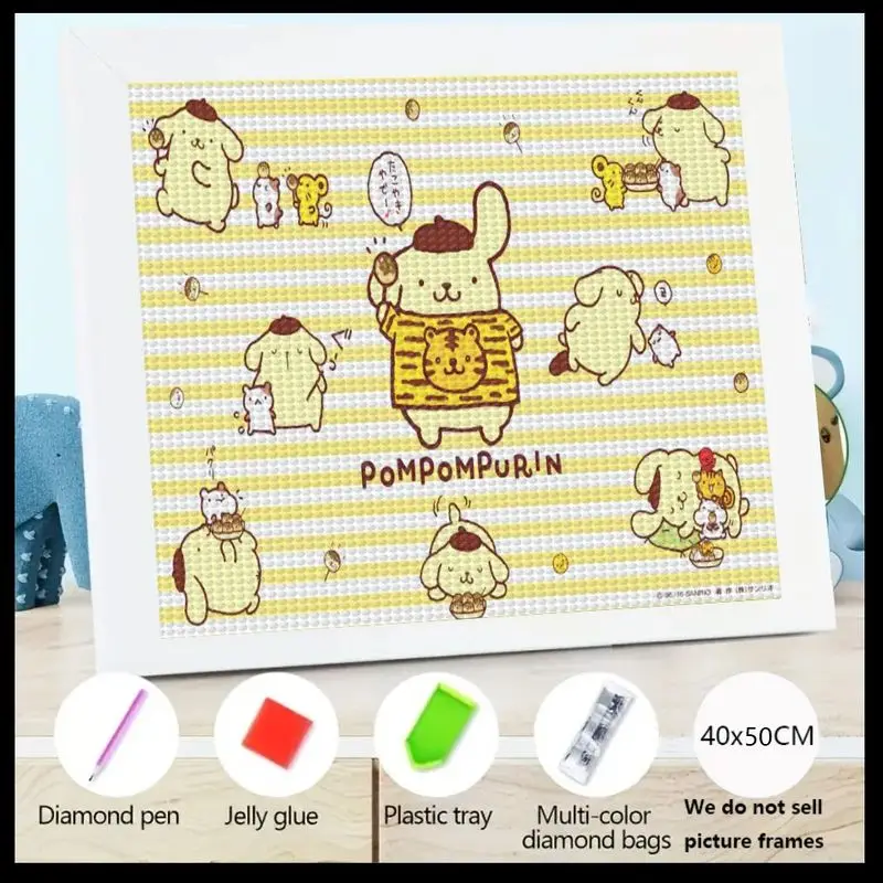 

1PC Pompompurin Sanrio Cute Cartoon Character 5D DIY Diamond Painting Kit, Full Drill Round Crystal Gem Art Craft Set, Adorable