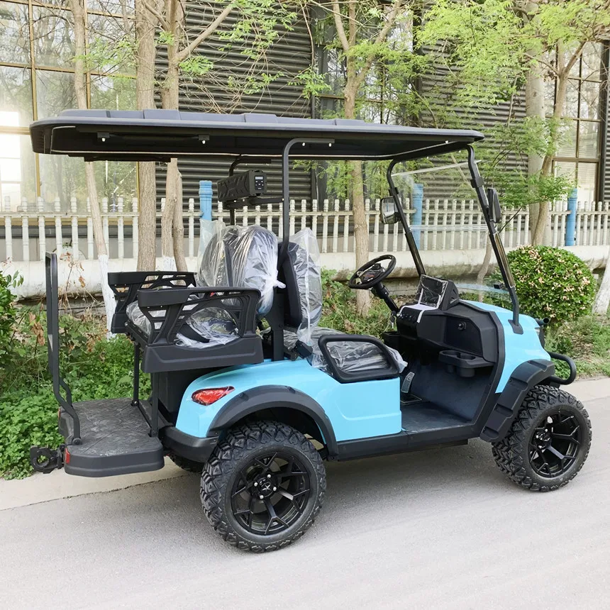 Solar Panel Golf Cart 2+2 Seat Electric Golf Scooter 48V Utility Vehicle Factory Direct Off-Road Golf Cart With Front Bumper