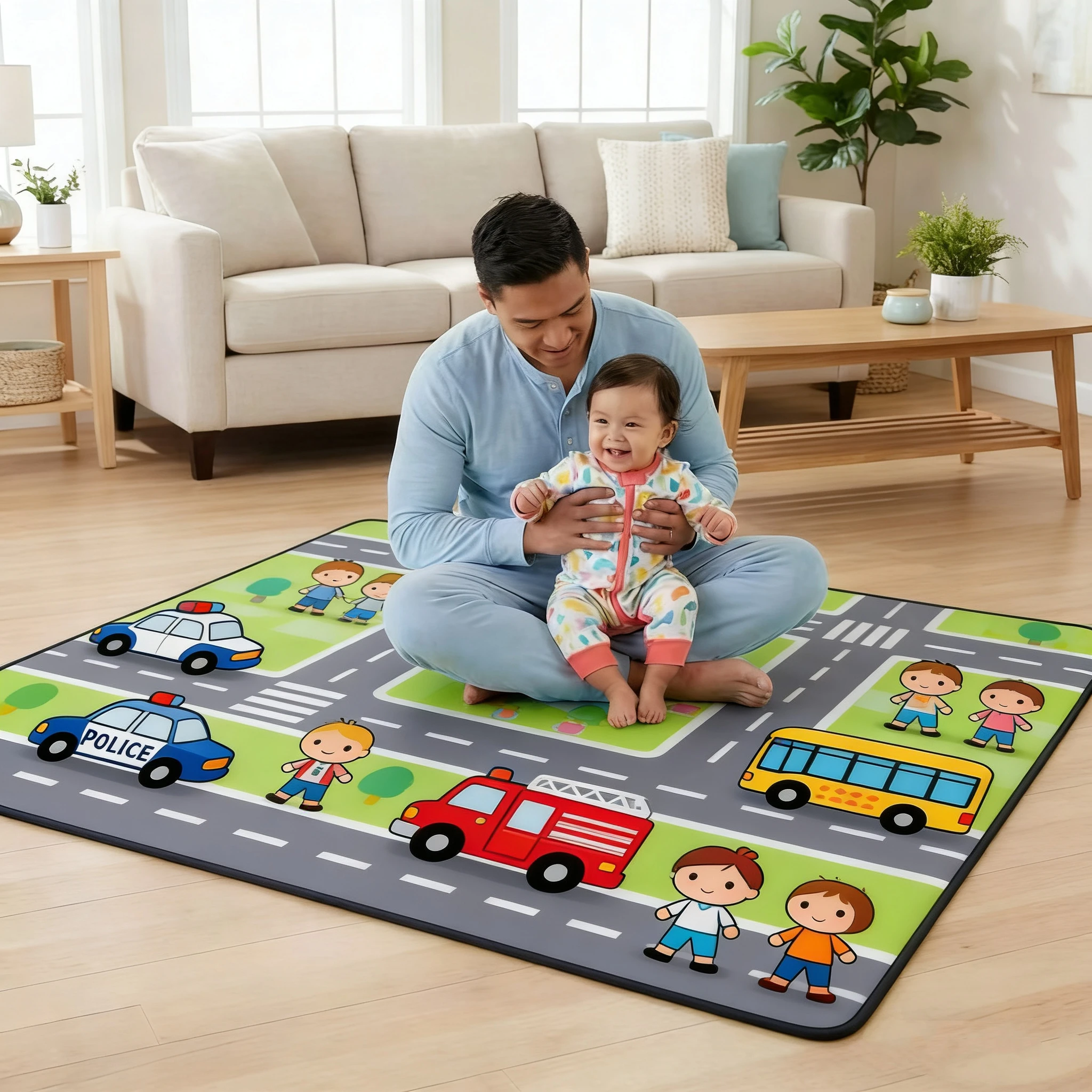 Tapete de Atividades para Bebês Antiderrapante, Espesso de 1cm, Tapete Infantil com Estampa de Girafa e Leão, Tapete para Escalada de Bebês, Tapete pa