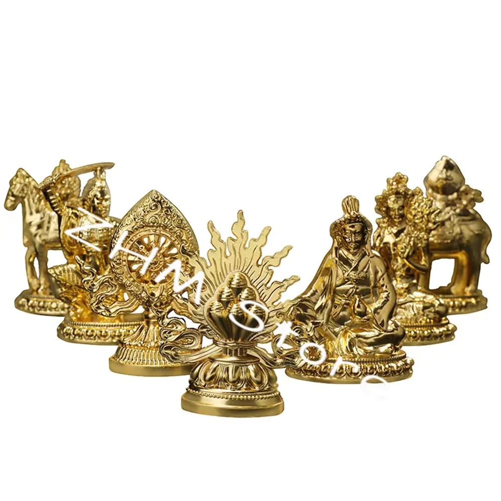 7pcs/set Gold Plating Tibetan Buddhist Supplies Seven Treasured Symbol Temple/Home/Office Putting Decorate Craft Statues