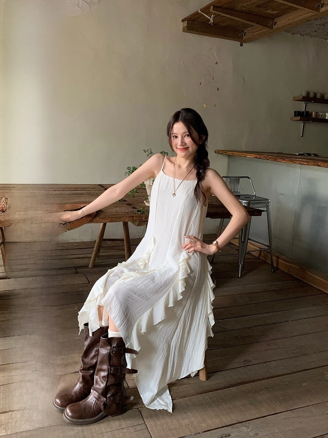 

Летнее женское платье Imimtuan свободного кроя, модное, в отпускном стиле, с оборками под дерево, асимметричным подолом, в стиле «солт-энд-свит»