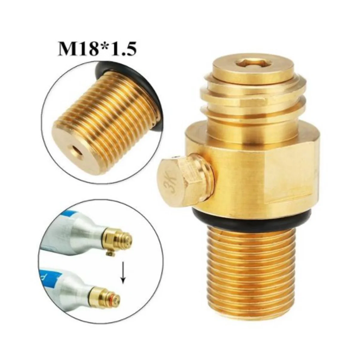 2Pcs M18X1.5 Refill CO2 Valve Adapter Thread Converter Replacement for