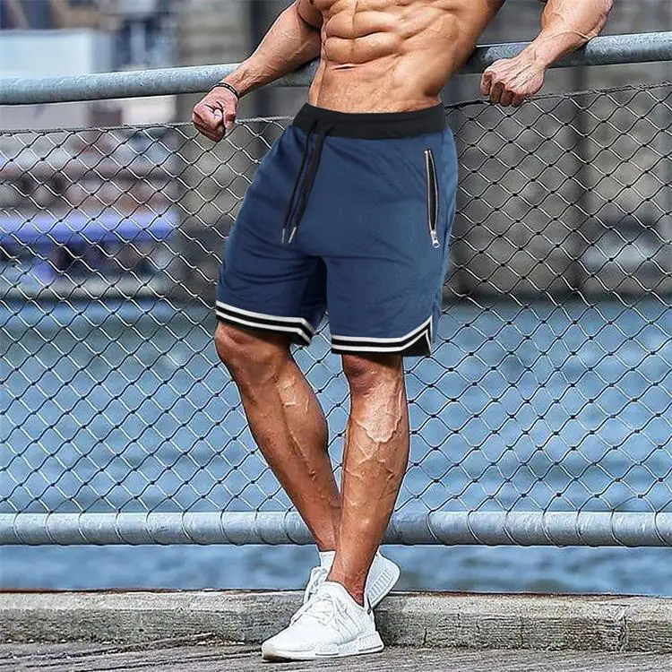 Männer Shorts Knie Länge mit Zipper Tasche Mesh Atmungsaktiv für Männer Casual Workout Gym Fitness Streatwear Männer