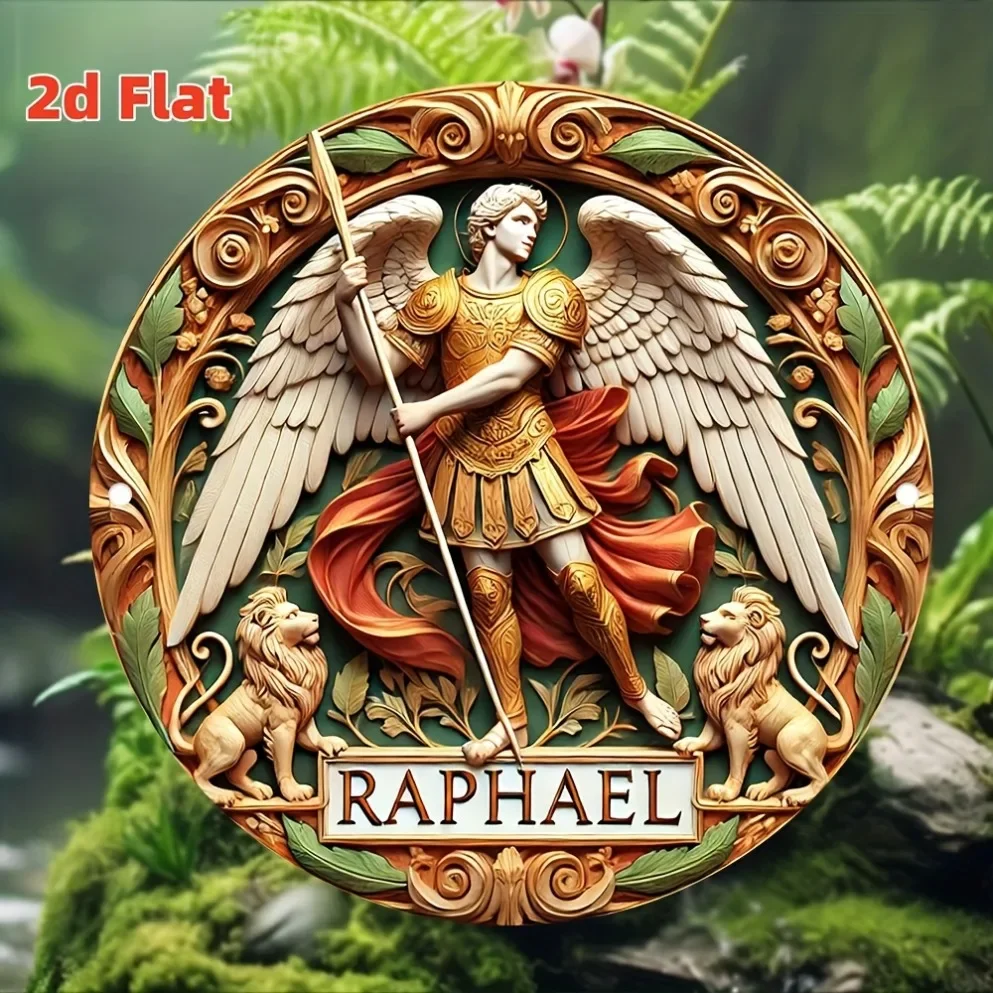 2D Archangel Raphael Statue - Wall Decorative Plaque for Homes, Garages, Dining Rooms, and Cafés, Perfect for Room Decoration