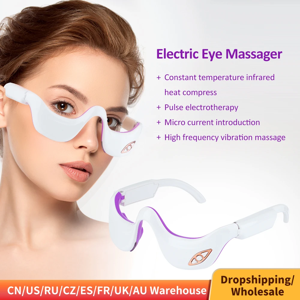 Vibration Eye Massager Hot Therapy Massage Eye Care Device For Tired Eyes Heated Goggles Dark Circles Wrinkle Fatigue Remove