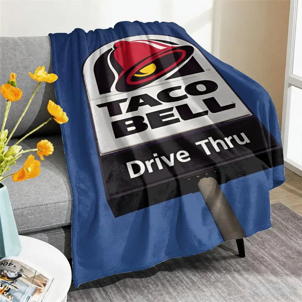 Mexican Flavor T-Taco Bell Throw Blanket Soft Flannel Throw Lightweight Summer Home Nap for Office Travel Sofa Bed