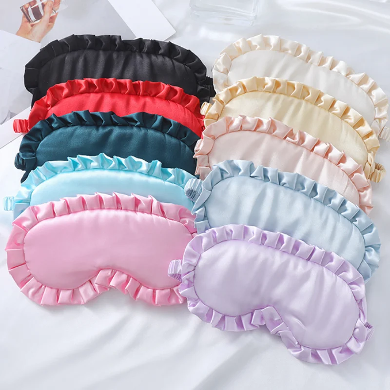 1Pcs Ruffle Sleep Eye Mask Eye Protection Travel Soft Sleeping Shading Eye Covers Multicolor Eye Patches For Woman Man