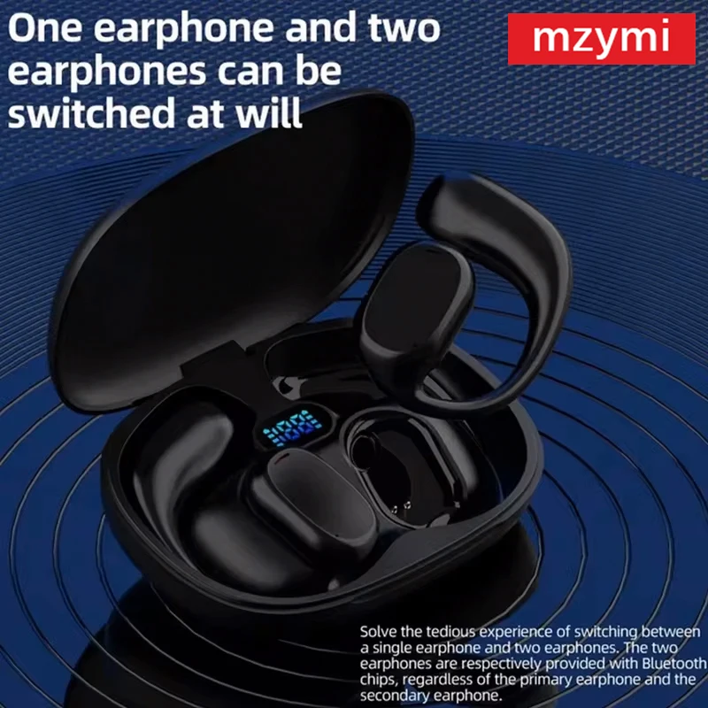 mzymi GT280 Wireless Bluetooth Earbuds Noise Canceling Headset LED Display Stereo Headphones With Ear Hooks Waterproof Earphone