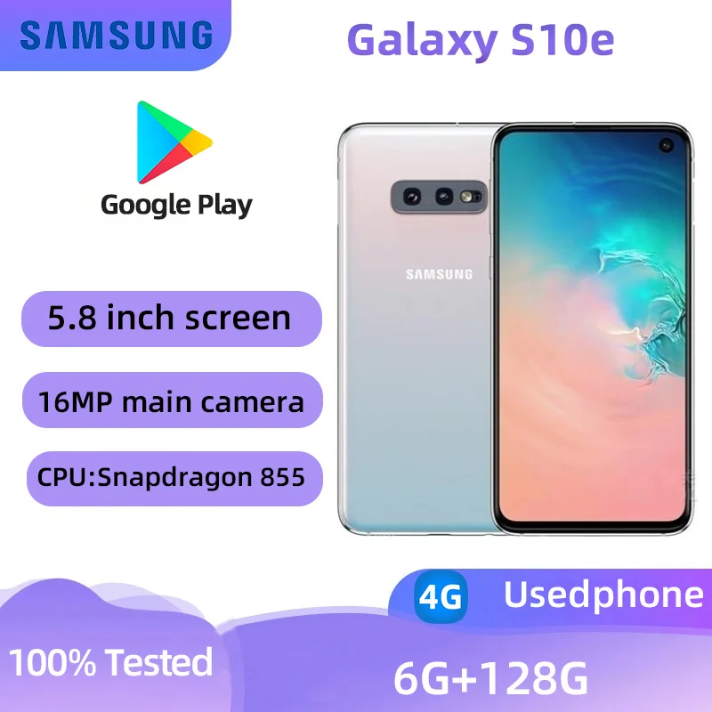 هاتف Samsung Galaxy S10e 4G G970U 6GB RAM 128GB ROM ثماني النواة Snapdragon 855 LTE 5.8 بوصة 16MP & 12MP NFC مستعمل