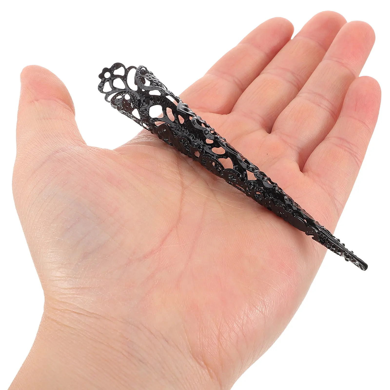 20Pcs Metal Look Fake Finger Covers Long Nail Rings Exotic Hollow Ornament for Carnival Festival Role Play Performance
