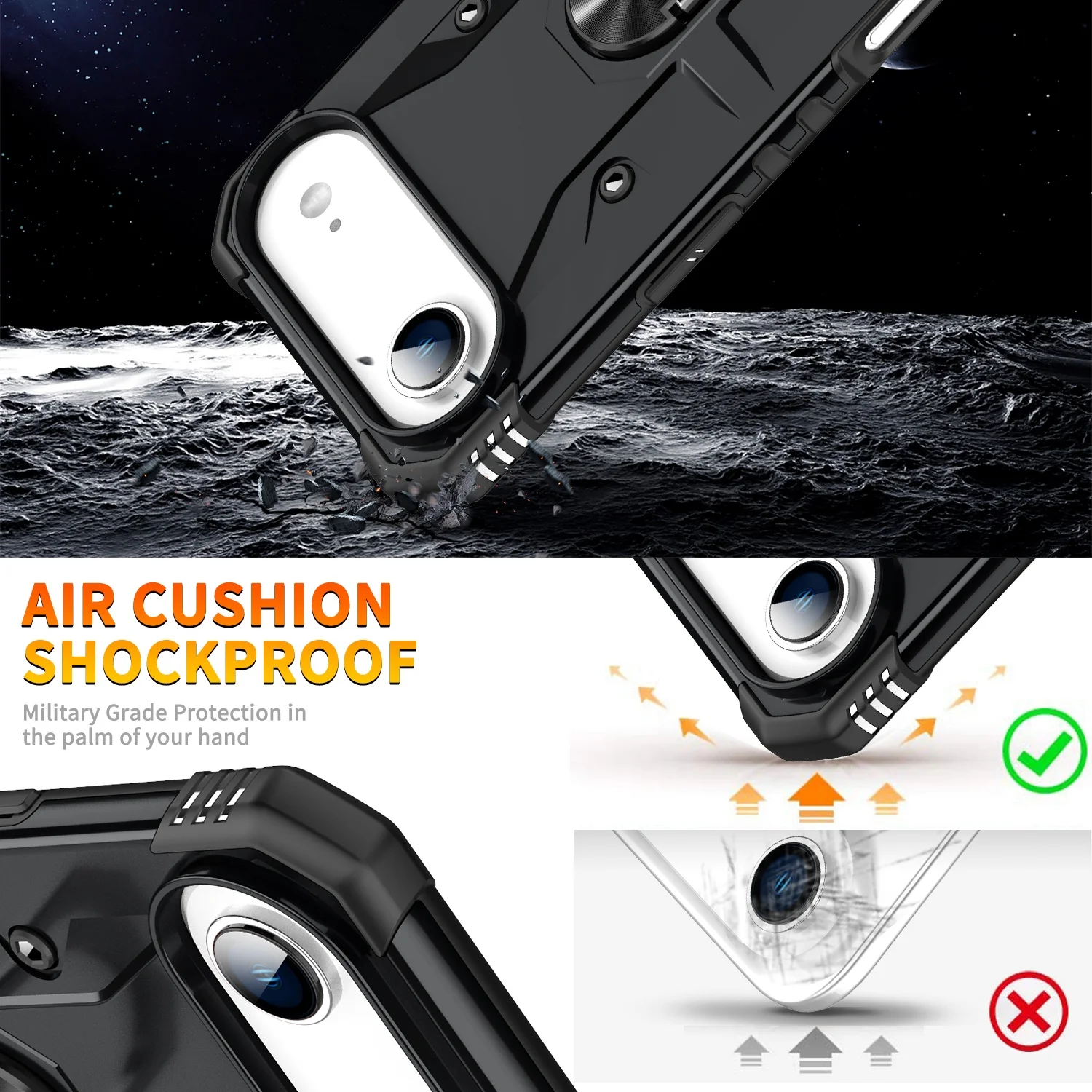 Casing Cincin Jari Nyaman untuk Iphone 17 Air 15 16 Pro Max 16e 12 13 14 Plus Iphone17 Iphone16 Penutup Dudukan Kuat Keras