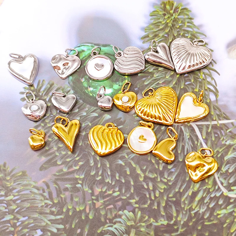 Hiraeva Edelstahl Gold Herzanhänger Charms für DIY Schmuckherstellung Armband Halskette Zubehör – Detail 4