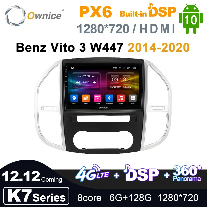 PX6 IPS 1280*720 Ownice Android 10.0 Car Radio 2din for Mercedes Benz Vito 3 W447 2014-2020 Car Auto Audio Video System Unit