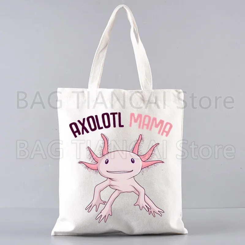 Anatomy of The Mexican Axolotl Shopper Bags Anime Kawaii Women Resuable Tote Bag Harajuku Large Capacity Shopping Bag