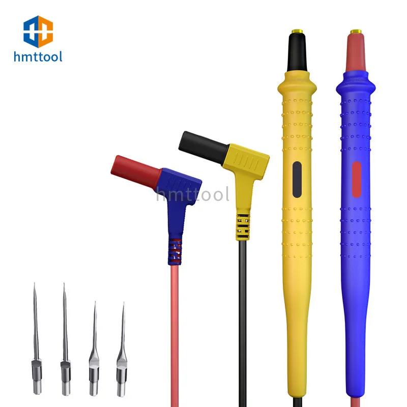 SFD234 Multimeter Test Probes Stainless Steel Extra-Sharp Pointed Tips Anti-Freezing & Anti-Scald Soft Silicone Wires
