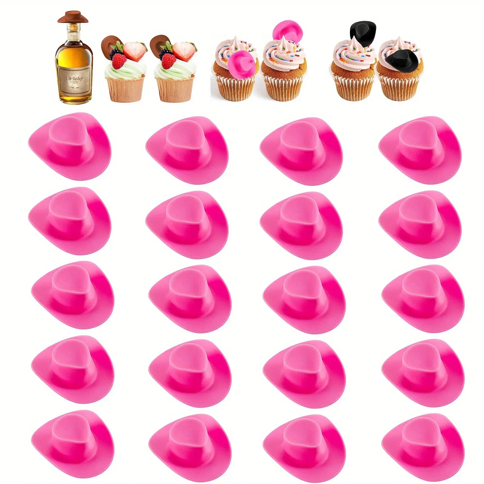 12pcs Mini Western Cowboy Hat, Cowgirl Hat Doll Hats, Plastic Cute Doll Hats,Cake Wine Bottle Decoration Accessories for Party
