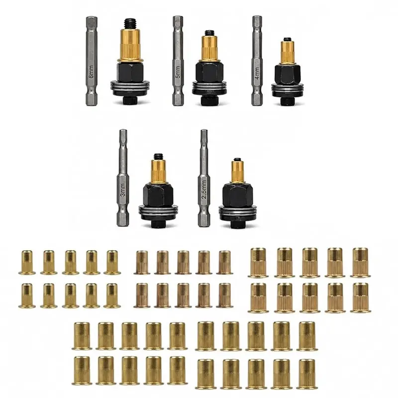 bmby-m3-m5-m6-m8-炭素鋼製リベットナット工具セット、電動ドリルで使用するリベットナット挿入用アクセサリー、ヘッド交換部品