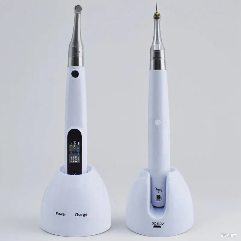 2-in-1 Wireless Endo Motor with Built-in Apex Locator, Cordless Root Canal Preparation Machine 16:1 Contra Angle