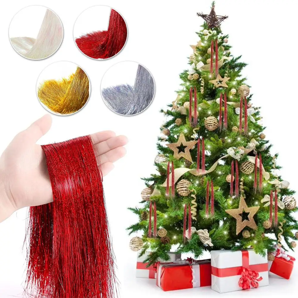 5000 Stränge Eiszapfen Schillerndes Lametta Folie Fransengirlande für Weihnachten Weihnachtsbaum Abschlussfeier Zubehör Urlaubsdekoration – Detail 2