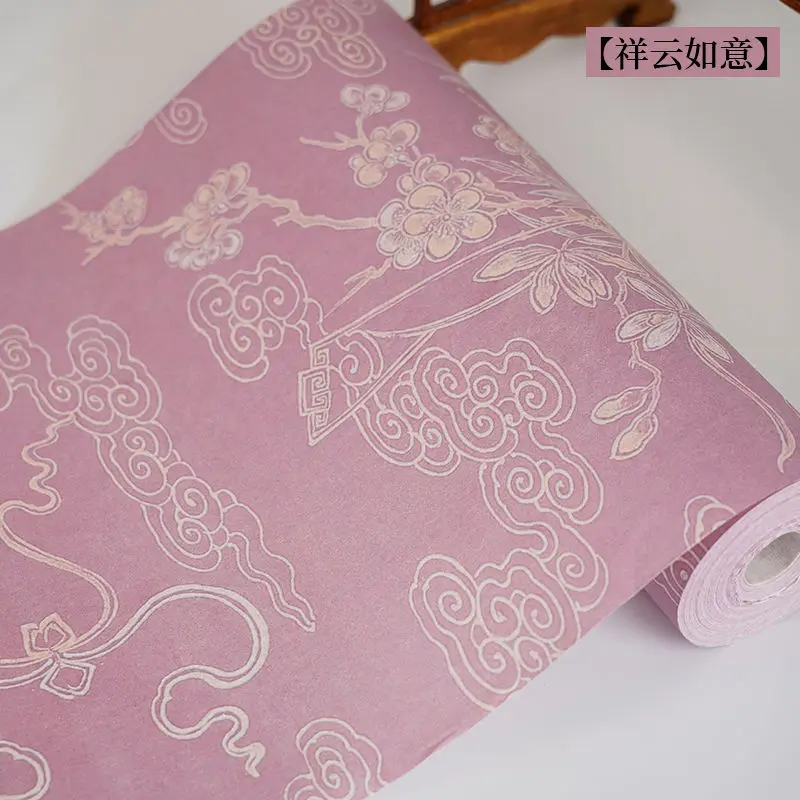 Rolling Xuan Paper Print Auspicious Cloud Flower Pattern Calligrafia Papier 10mHalf Ripe Xuan Paper Brush Calligraphy Rice Paper
