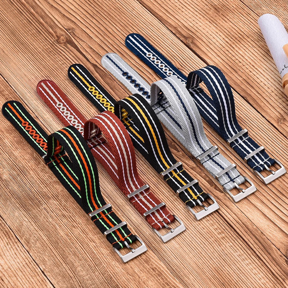 20mm 22mm Luminous Recycled Nylon Watchbands Embroidery Woven Eco-friendly Nylon Watch Straps For Scuba Fifty Series Watches