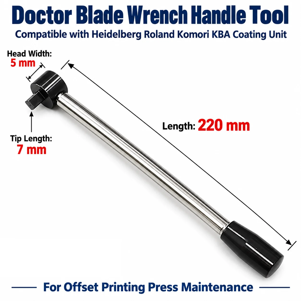 Doctor Blade Wrench Handle Tool for Heidelberg Roland Komori KBA Coating Unit Offset Printing Press Maintenance