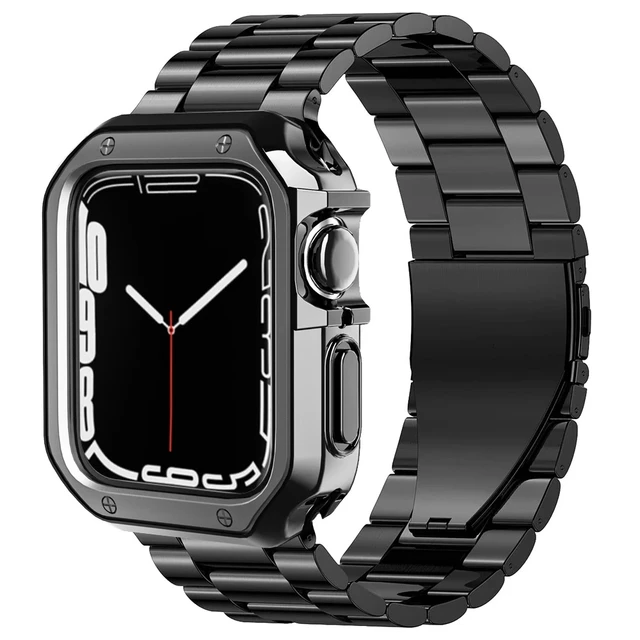 TPU Protector Case Metal Strap For Apple Watch Ultra Band 49mm 45mm 44mm 41mm 40 38 Stainless steel Bracelet series 3 5 6 se 7 8