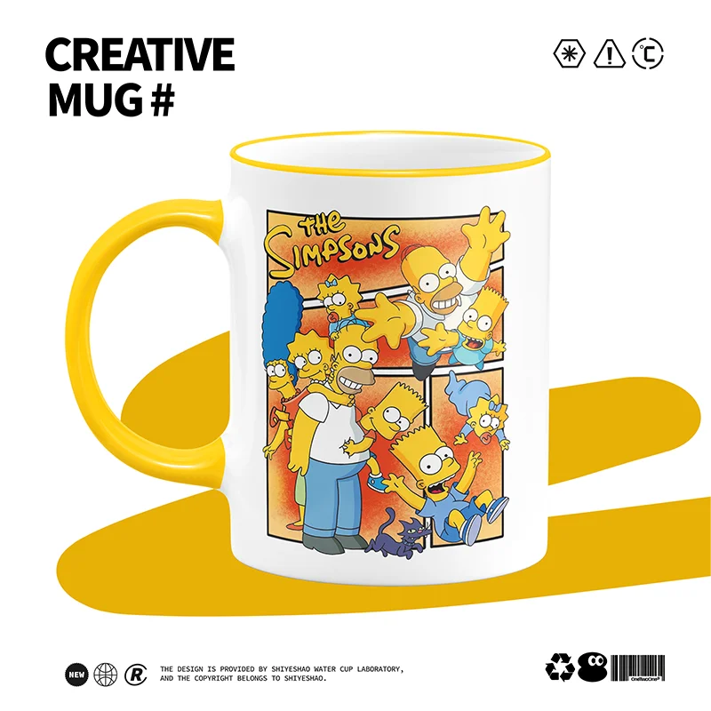 The Simpsons Tazze in ceramica Divertenti tazze da caffè Simpson Tazza da tè al latte creativa Tazza da colazione con farina d'avena per cartoni animati Bicchieri Regalo di compleanno