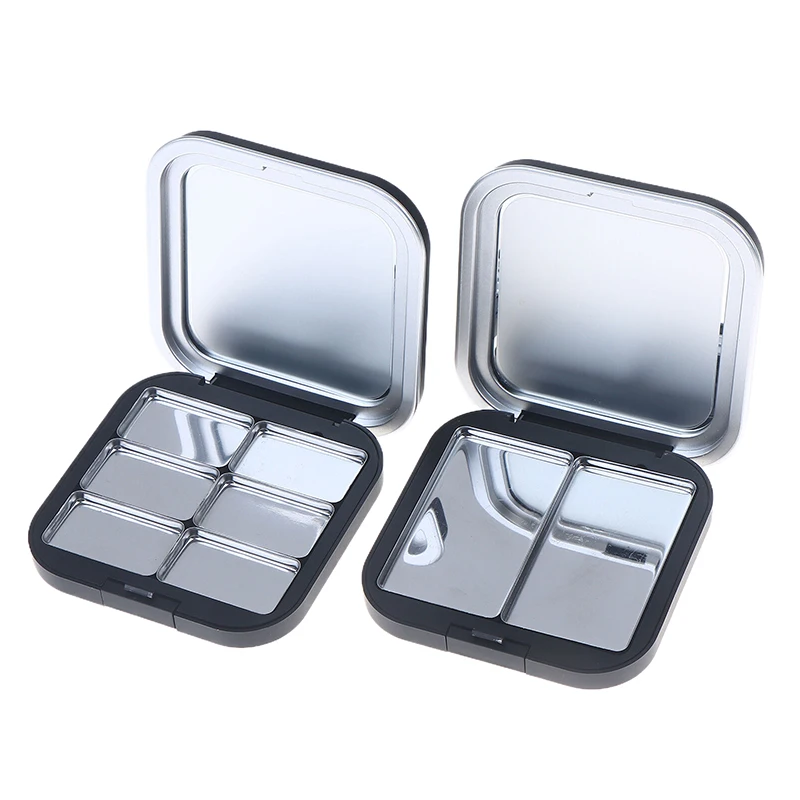 PP Empty Square Makeup Palette Magnetic Suction With Mirror Eyeshadow Blush Matte Black Box With Pan Cosmetic Blush Container