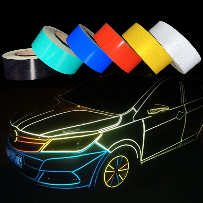 

Roadstar Car-Styling Night Reflective Tape Automotive Body Motorcycle Decoration Car Sticker 6 Color Warning Tape 5cm*45.7m