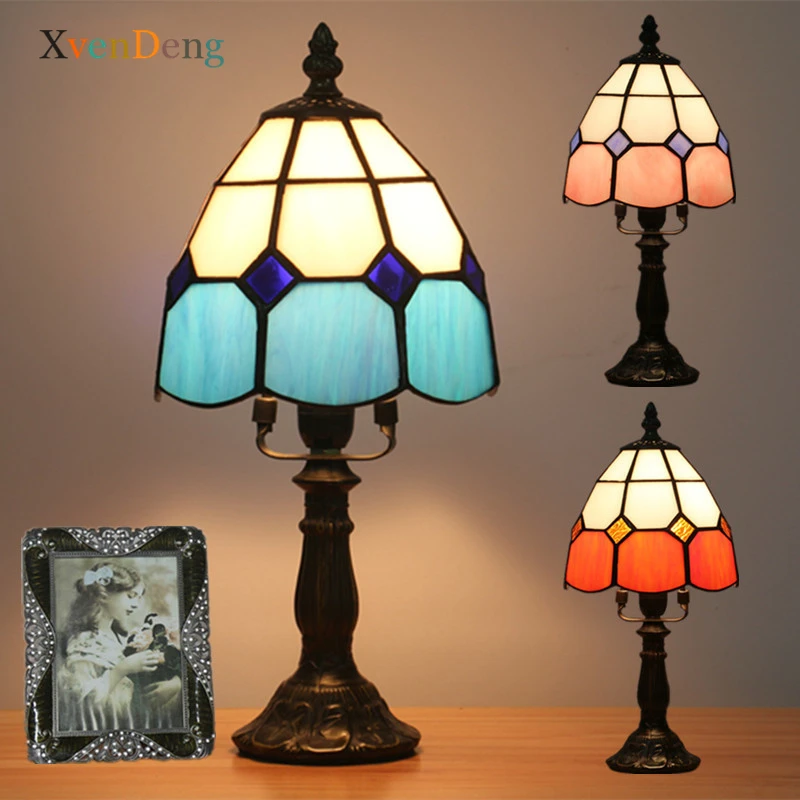 

Tiffany Stained Glass Table Lamps for Bedroom Bedside Lamp Kitchen Living Room Decor Desk Lamp Nordic Iron LED Night Stand Light