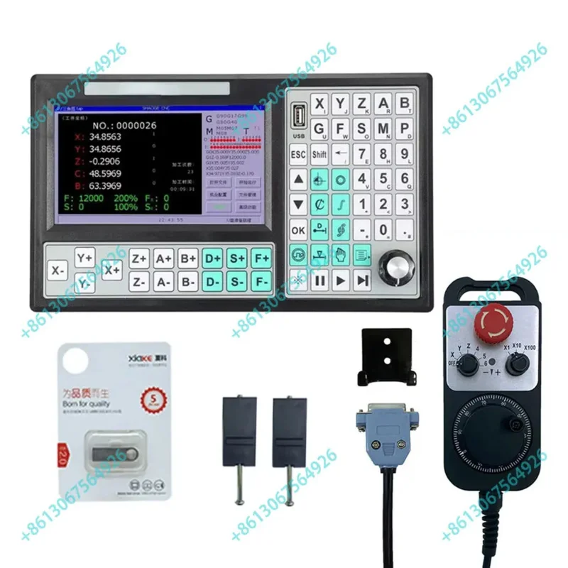 CNC SMC5 5Axis Offline Controller Kit 7-Inch Screen Emergency Stop Hanwheel Smc5-5-N-N 500khz Carving Machine Motion Control