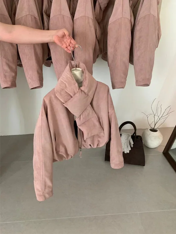 

Retro Fashion Thickened Cotton Jacket Women's Winter New Style American Casual Versatile Warm Coat Long Sleeve Zipper Closure