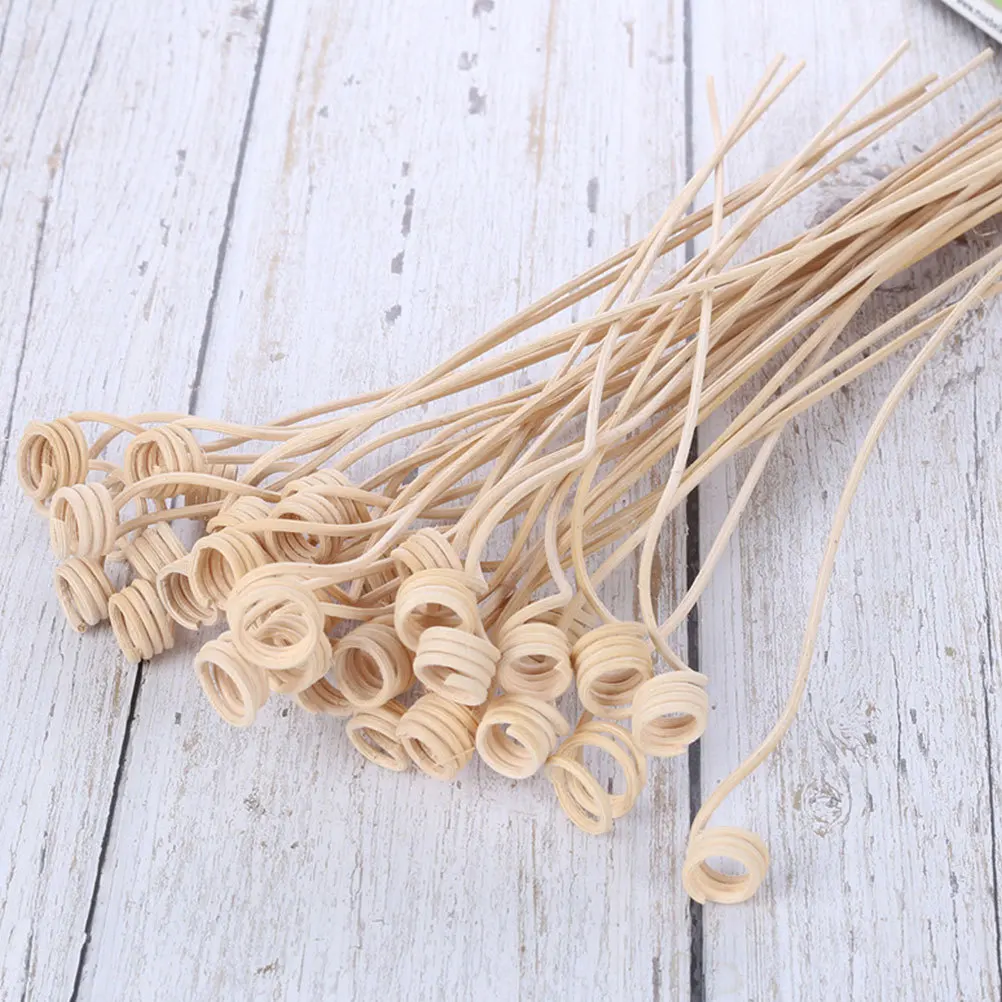 

20pcs Aroma Reed Sticks 25Cm 2Mm Spiral Head Natural Essential Oil Sticks Rattan For Home Air Freshener Light Yellow